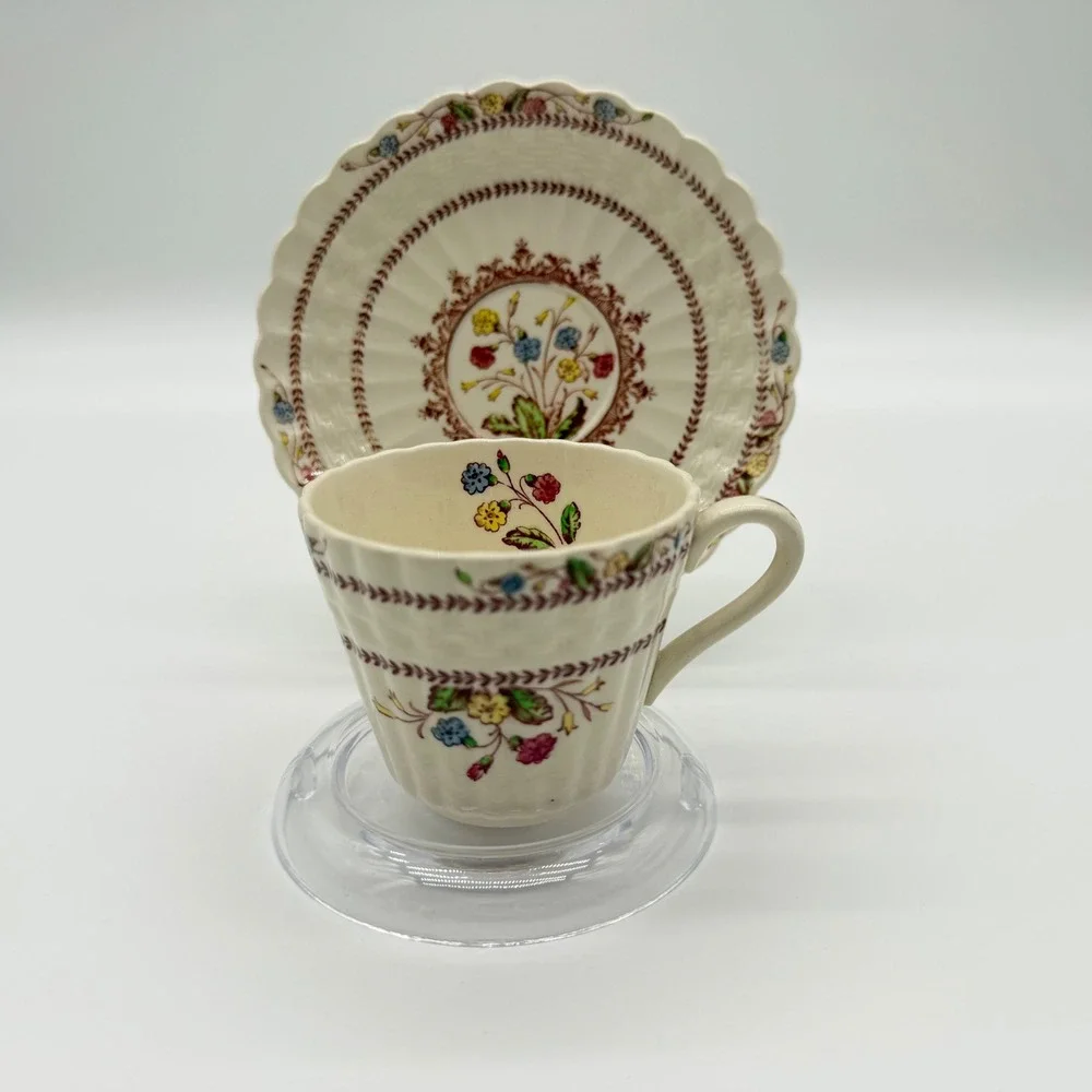 Copeland Spode Cowslip Teacup and Saucer Set S.713 Vintage Floral Earthenware
